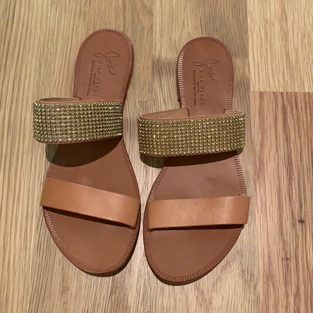 Gold bead and tan sandals
